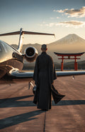 Heritage Walls – Mönch vor dem Privatjet