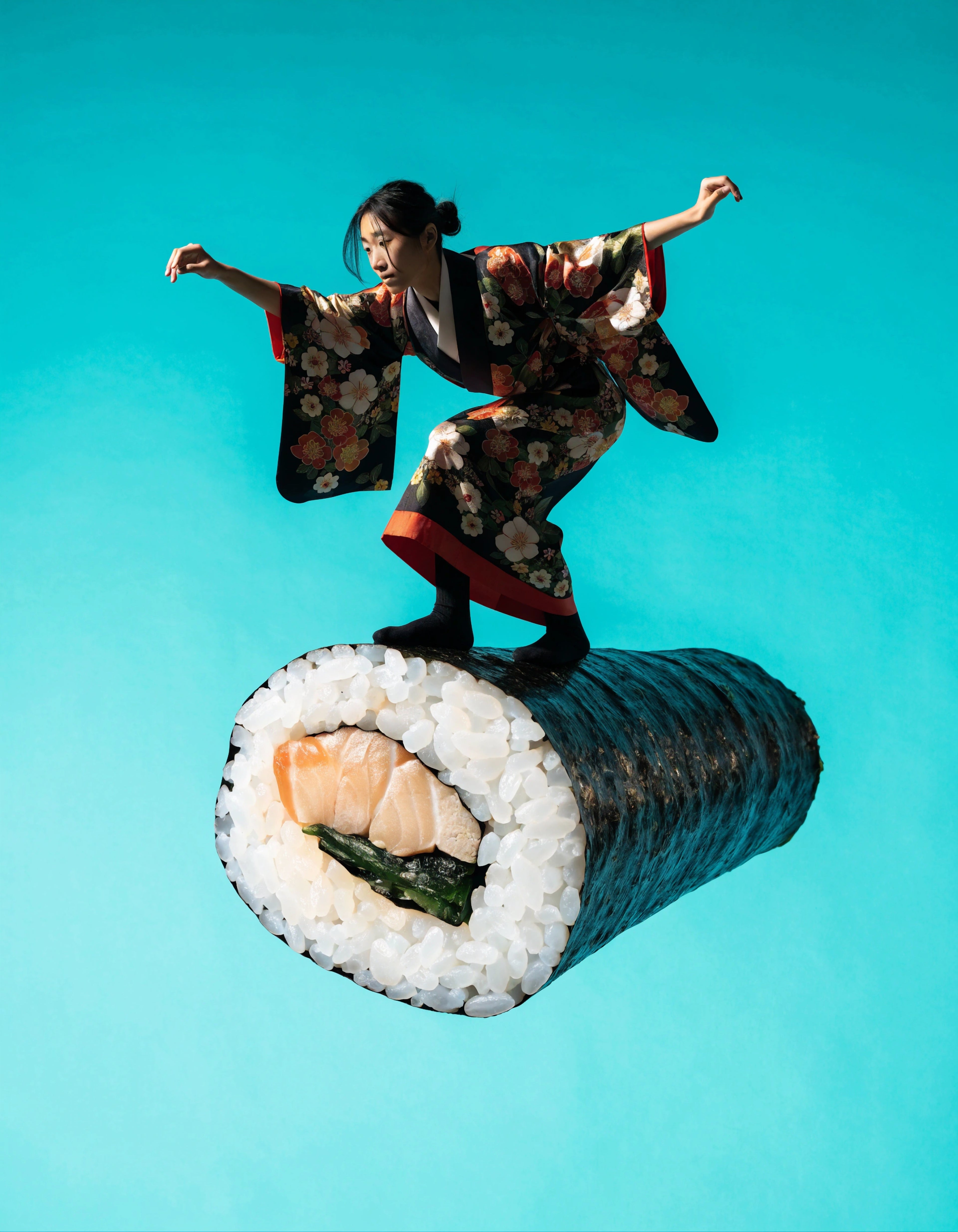 Heritage Walls – Kimono-Tänzerin auf der Sushi-Rolle