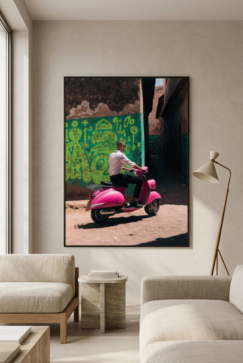 Heritage Walls – Pink Vespa in der Medina